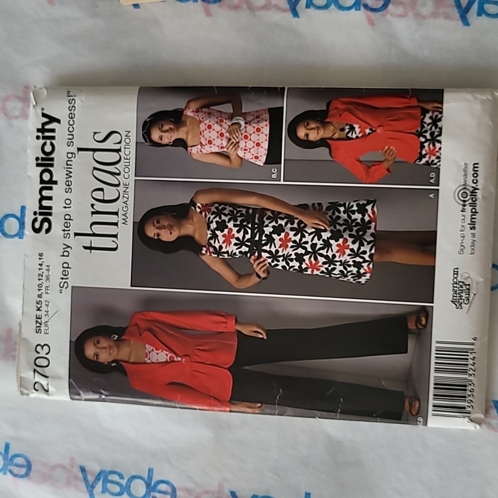 Simplicity Misses Jacket Pants Dress Sewing Pattern 2703 Uncut Sz 8-16